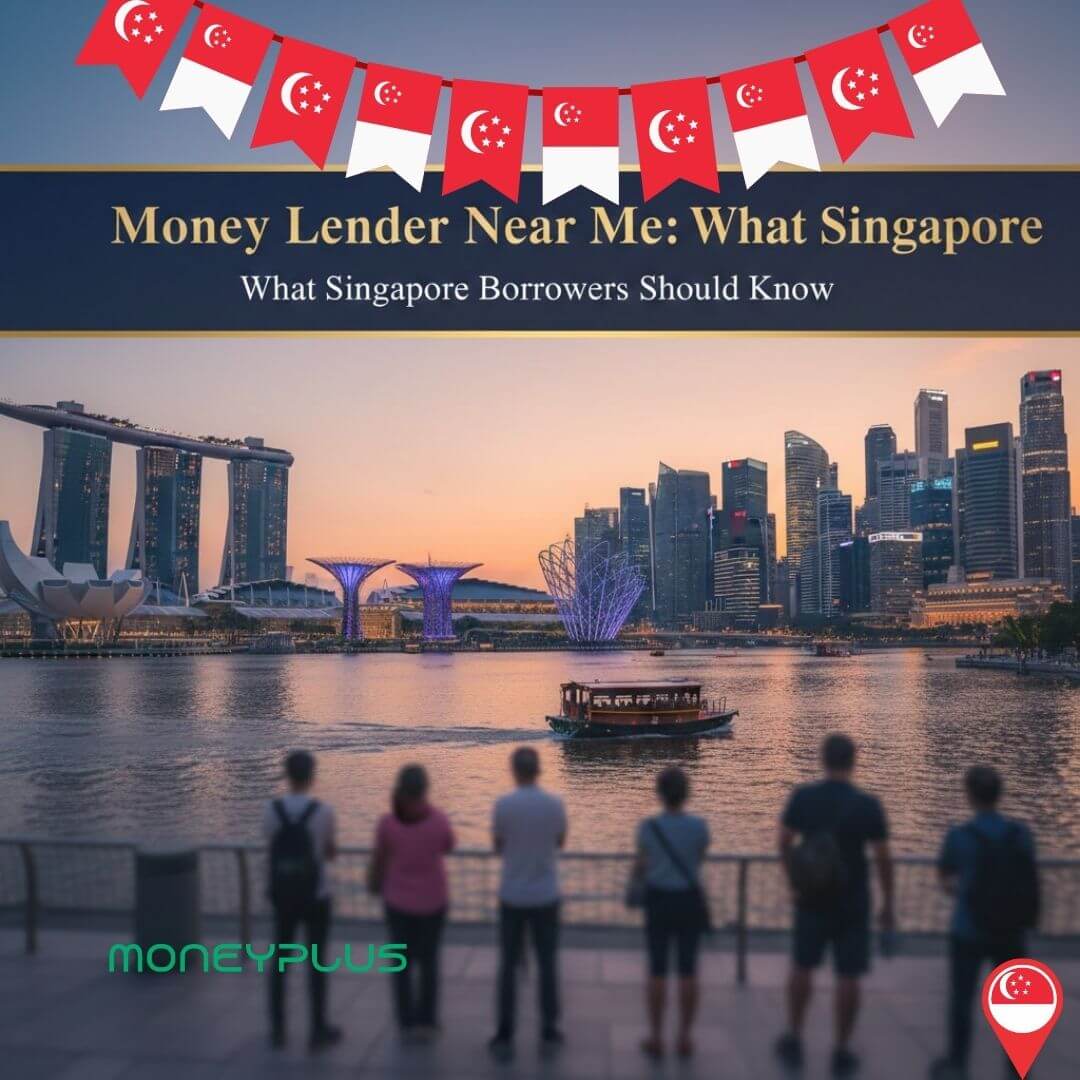 money lender near me in Singapore showing the city skyline, highlighting what Singapore borrowers should know about licensed moneylenders and responsible borrowing with Moneyplus