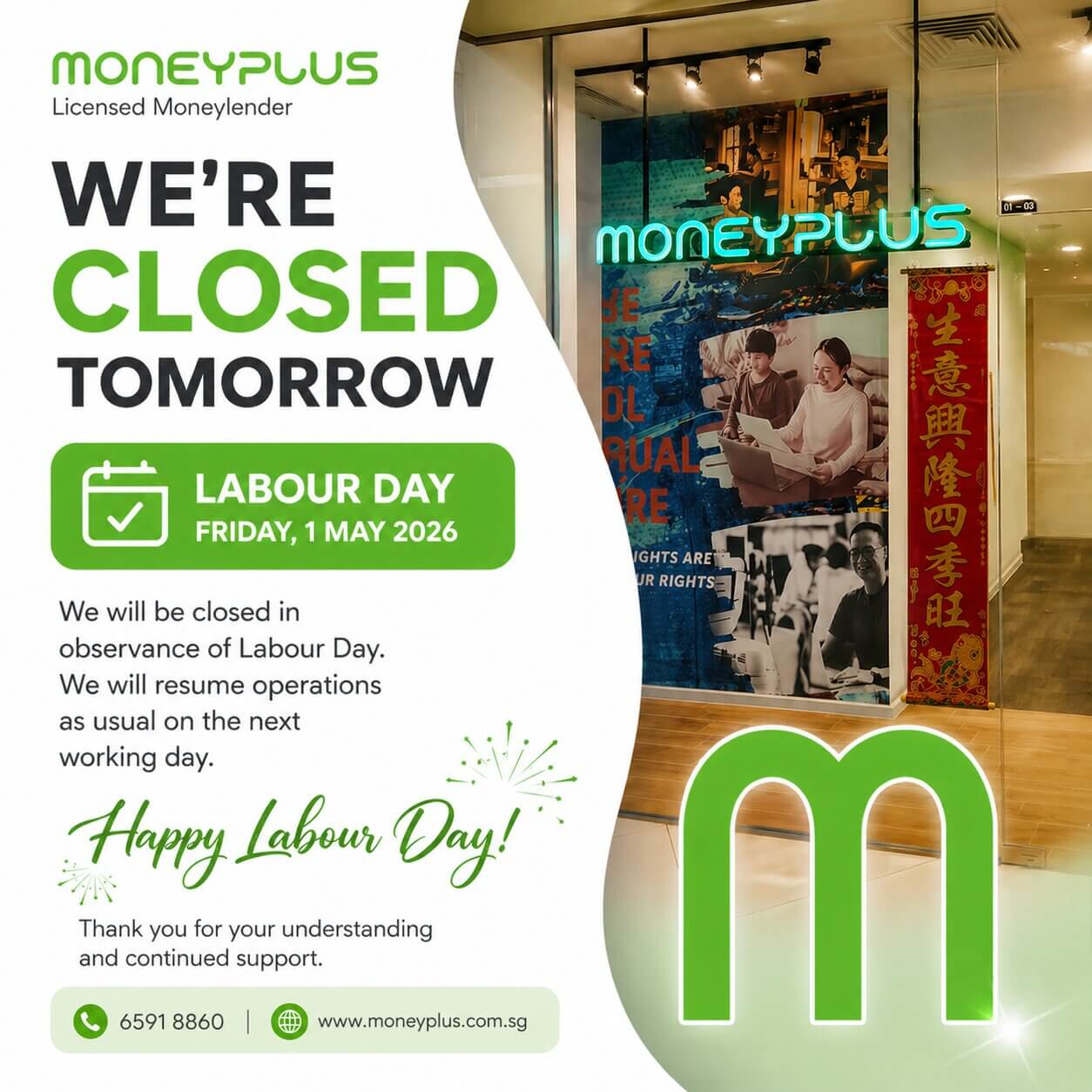 Happy Labour Day 2026 Important Notice from Moneyplus Capital